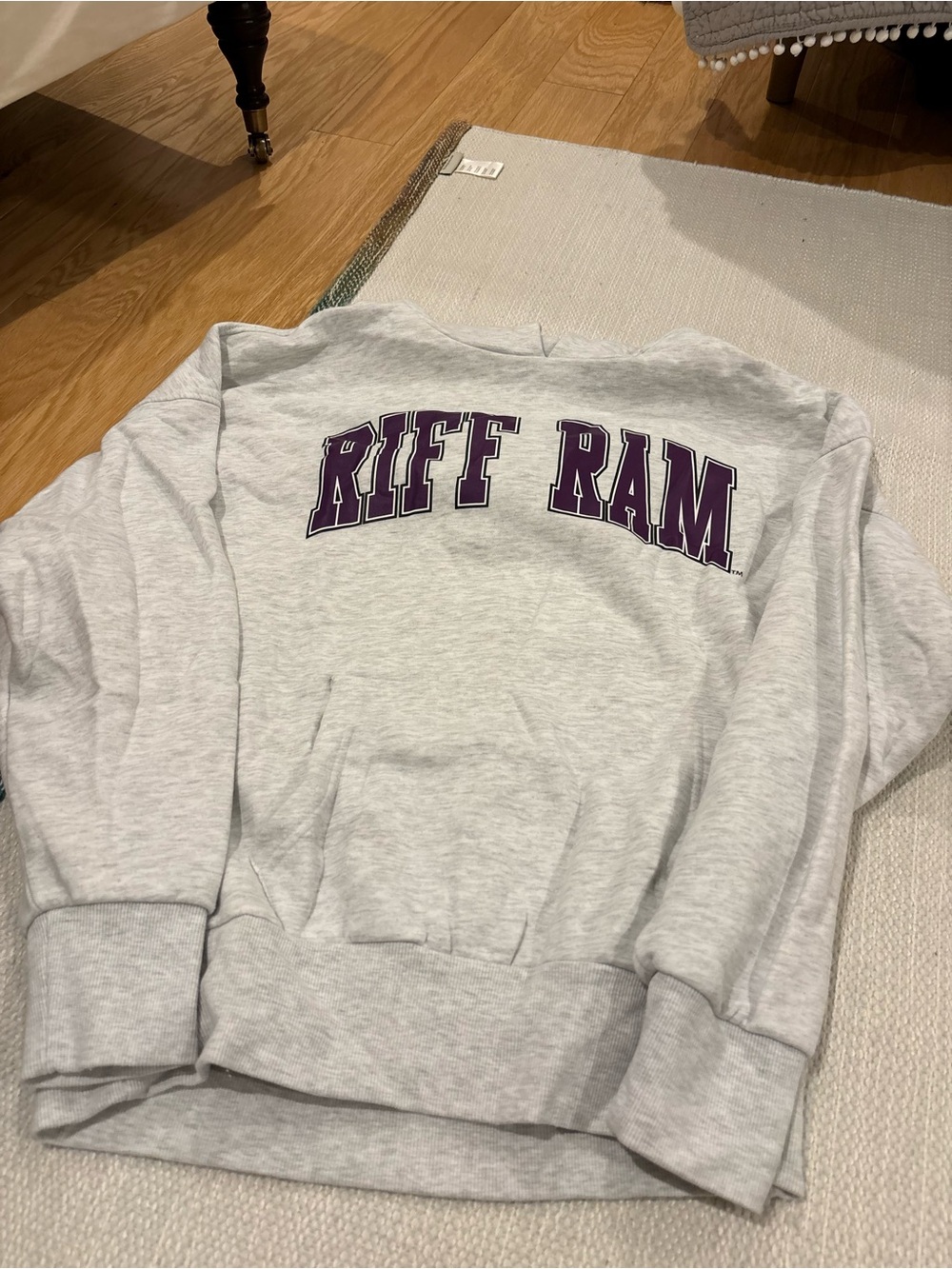 TCU Riff Ram Crewneck Sweatshirt - Light Gray with Purple Logo